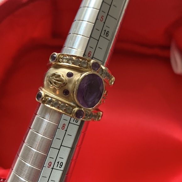 Etruscan amethyst cocktail band ring - Picture 3 of 3